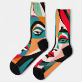 MANNEN PICASSO STIJL PORTRET KLEURRIJKE GEOMETRISC SOKKEN (Links)