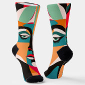 MANNEN PICASSO STIJL PORTRET KLEURRIJKE GEOMETRISC SOKKEN (Gebogen)