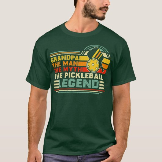 Mannen  pickleball opa Man de mythe T-shirt (Voorkant)