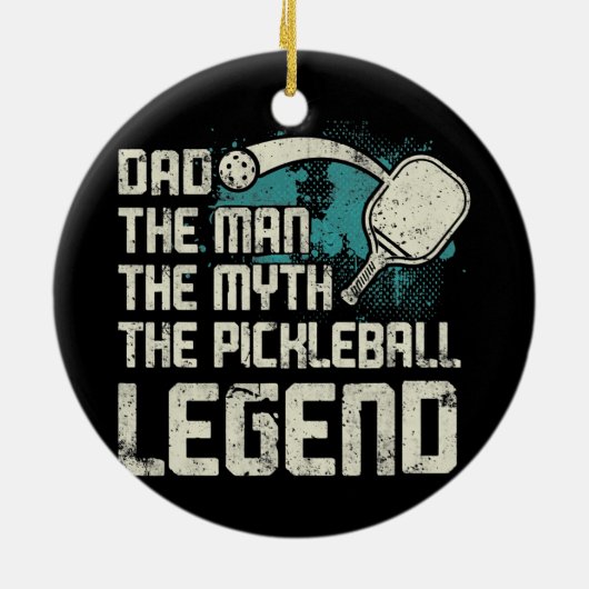 Mannen Pickleball Player Sports Paddleball Paddle Keramisch Ornament (Achterkant)