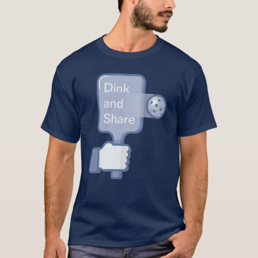 Mannen Pickleball T-shirt: "Dink and Share" (blauw T-shirt (Voorkant)