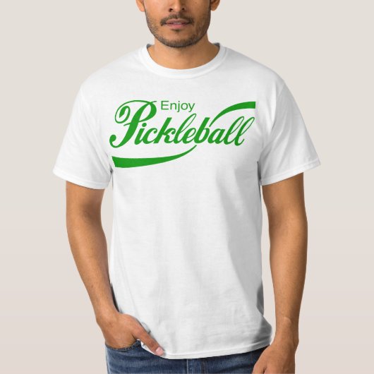 Mannen Pickleball T-shirt: "Geniet van Pickleball" T-shirt (Voorkant)
