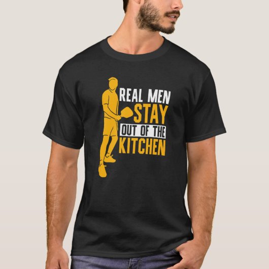 Mannen Picklebalspeler Echte Mannen blijven buiten T-shirt (Voorkant)