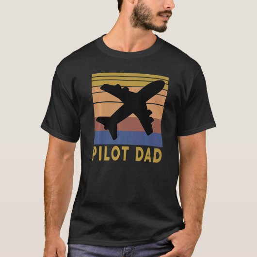Mannen piloot vader  vliegtuig vader luchtvaart t-shirt (Voorkant)