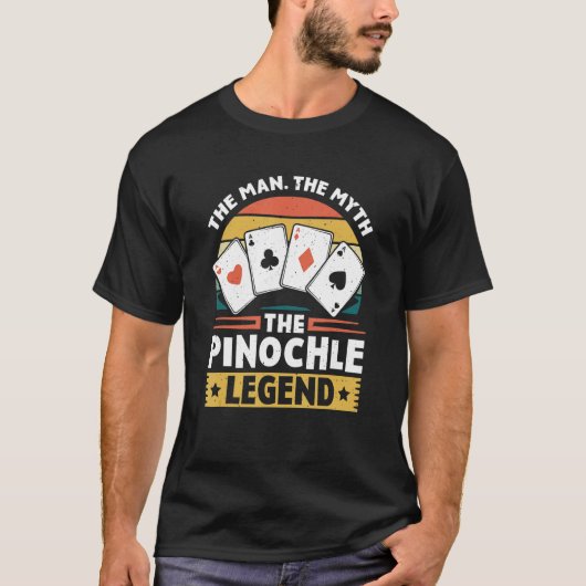Mannen Pinochle Legend Kaart Spel Pinochle  T-shirt (Voorkant)