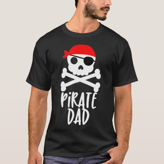 Mannen Piraat Papa Schedel en Crossbones Tshirt T- (Voorkant)