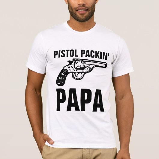 MANNEN PISTOOL PAPA PISTOL PAKKIN T-SHIRT (Voorkant)