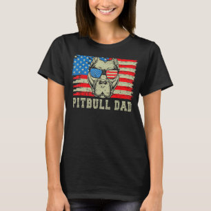Mannen Pitbull Pap American Pit Bull Dog ons Vlag  T-shirt