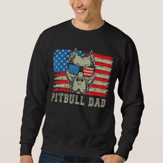 Mannen Pitbull Pap American Pit Bull Dog ons Vlag  Trui (Voorkant)