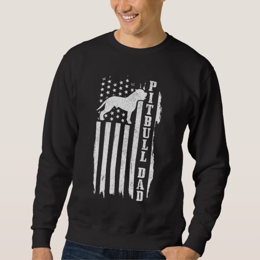 Mannen Pitbull Pap -Amerikaanse vlag P Trui (Voorkant)