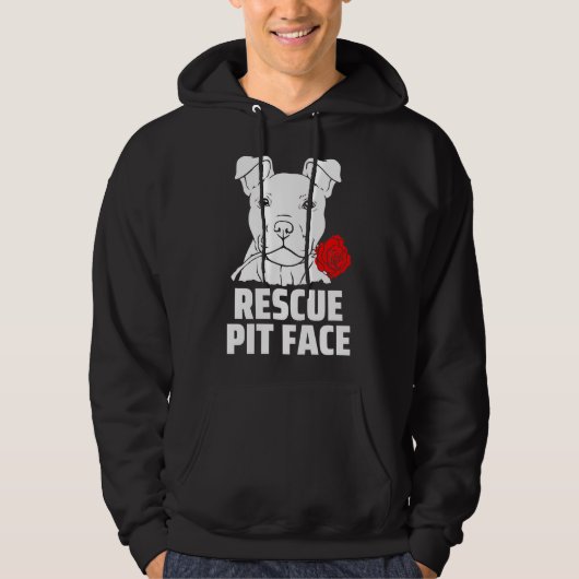 Mannen Pitbull Rescue Pit Gezicht Grappige Schatti Hoodie (Voorkant)