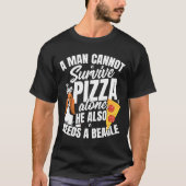 Mannen pizza en beagle hond en eten houden van woo t-shirt (Voorkant)