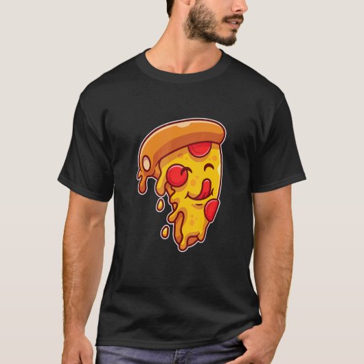 Mannen Pizza Love Heart Pepperoni Slice for Pizza T-shirt (Voorkant)