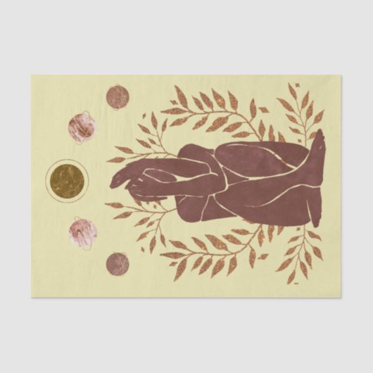 Mannen planten met vete planeten denken over maan tissuepapier (Voorkant)