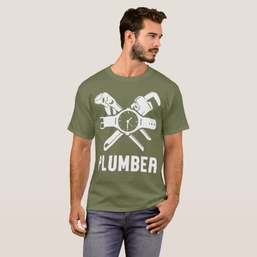 Mannen Plumber Tools Pipefather Pipe Journeyman T-shirt (Voorkant volledig)