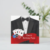 Mannen Poker Verjaardagsfeestje Kaart (Staand voorkant)
