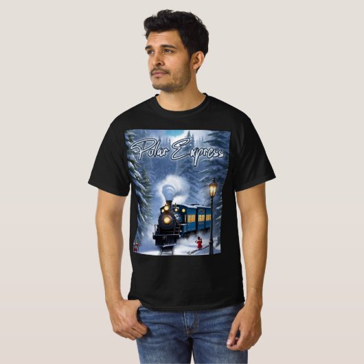 Mannen Polar Express zwart T-shirt - grafisch t-sh (Voorkant volledig)