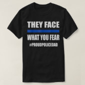 Mannen politieagent Papa blauw Lin T-shirt (Design voorkant)