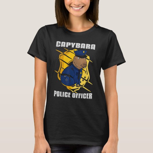 Mannen politieagent van Capybara T-shirt (Voorkant)