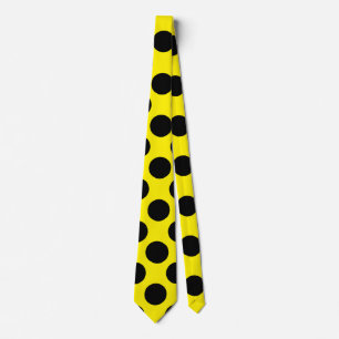 Mannen Polka Dot Dress Stropdas - Zwart op geel