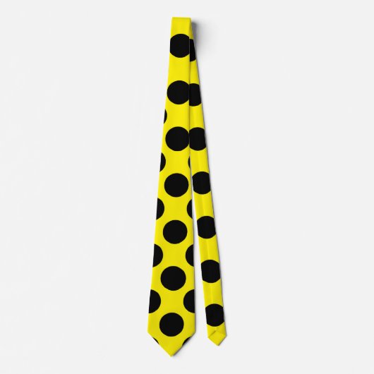 Mannen Polka Dot Dress Stropdas - Zwart op geel (Voorkant)