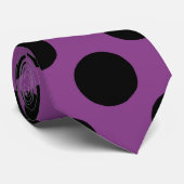 Mannen Polka Dot Dress Stropdas - Zwart op Paars (Opgerold)