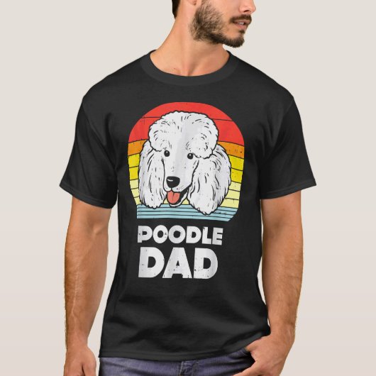 Mannen Poodle Dad Sunset Retro Animal Pet Hondenli T-shirt (Voorkant)