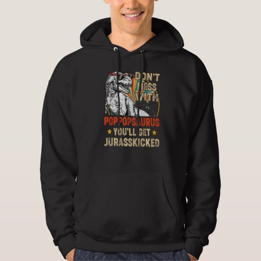 Mannen Pop Pop Rex Saurus Vaderdag Christm Hoodie (Voorkant)