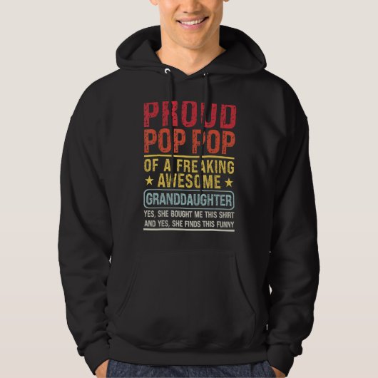 Mannen Pop Pop van de Pop van de kleindochter van Hoodie (Voorkant)
