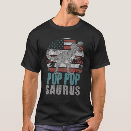Mannen Pop Popsaurus T Rex Dinosaur Grandpa Saurus T-shirt (Voorkant)