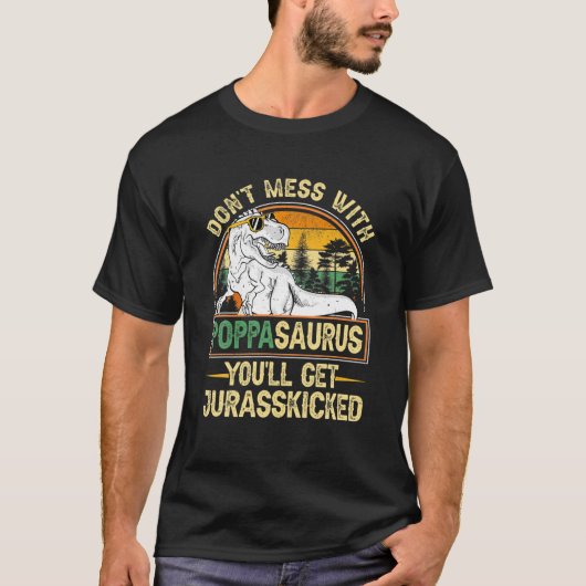 Mannen Poppa Rex Saurus Vaderdag Kerstmis Vinta T-shirt (Voorkant)