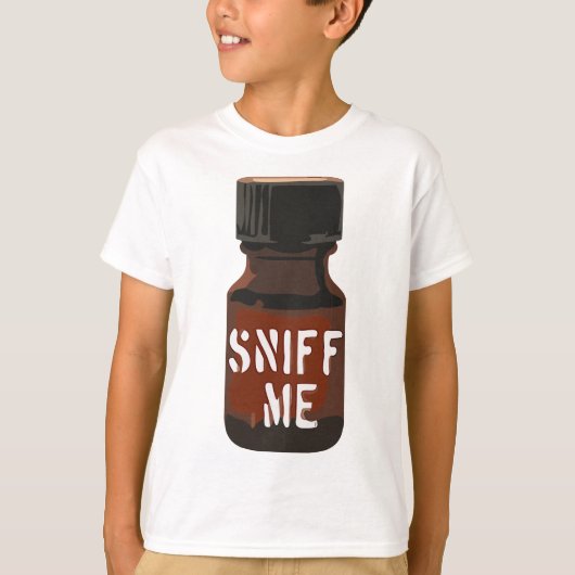 Mannen poppers snuffelen me bruin flesje amyl vark t-shirt (Voorkant)