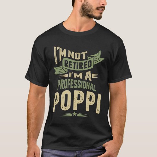 Mannen Poppi-pensionering Funny Dad/Grandpa T-shirt (Voorkant)