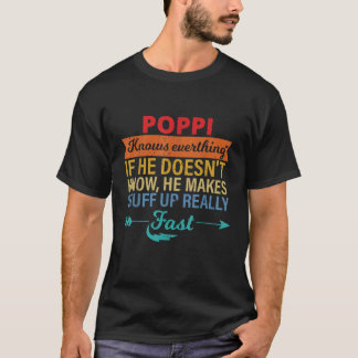 Mannen Poppi Weet Alles Opa Vaderdag f T-shirt