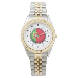 Mannen Portugal vlag Two-Tone armband horloge