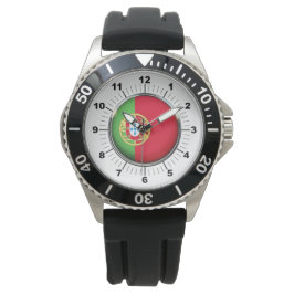 Mannen Portugal Vlag Zwart Rubber Strap Horloge
