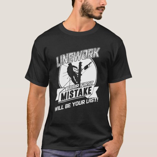 Mannen Power Lineman Funny Linework T-shirt (Voorkant)