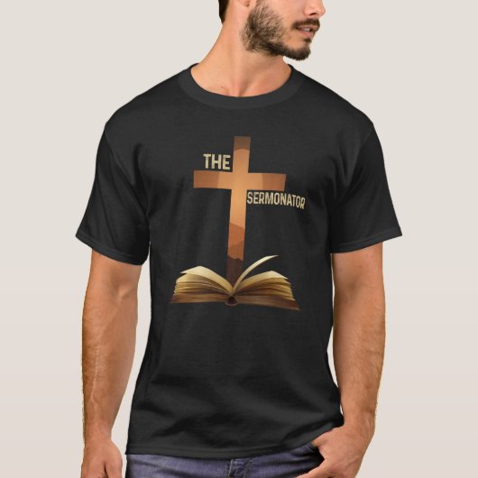 Mannen predikant van de sermonator Christelijke pa T-shirt (Voorkant)