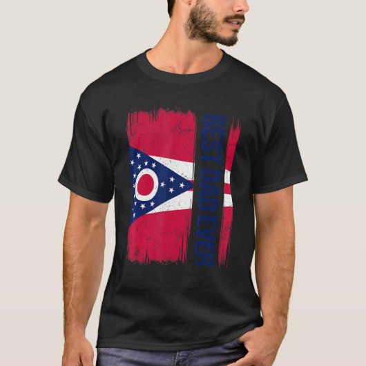 Mannen pride Beste vader Ohio staatsvlag T-shirt (Voorkant)