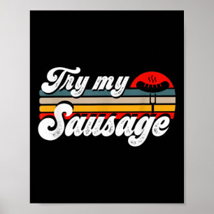 Mannen Probeer Mijn Worst Mannen Grappige Barbecue Poster
