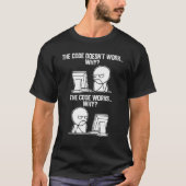 Mannen programmeurs code werkt waarom meme softwar t-shirt (Voorkant)