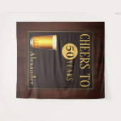 Mannen Proost op 50 jaar Fab Verjaardagstaart Wandkleed (Voorkant (horizontaal))