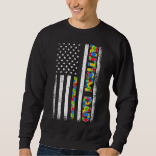 Mannen Proud Autisme Papa Amerikaanse vlag Vaderda Trui