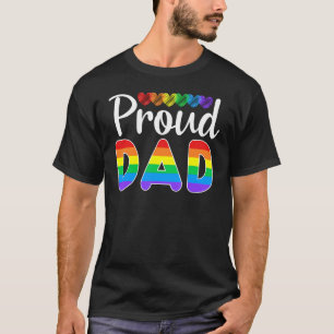 Mannen Proud DAD Fathers Day LGBTQ Rainbow Flag Ga T-shirt