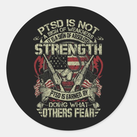 Mannen PTSS Post-traumatische stressstoornis Sterk Ronde Sticker (Voorkant)