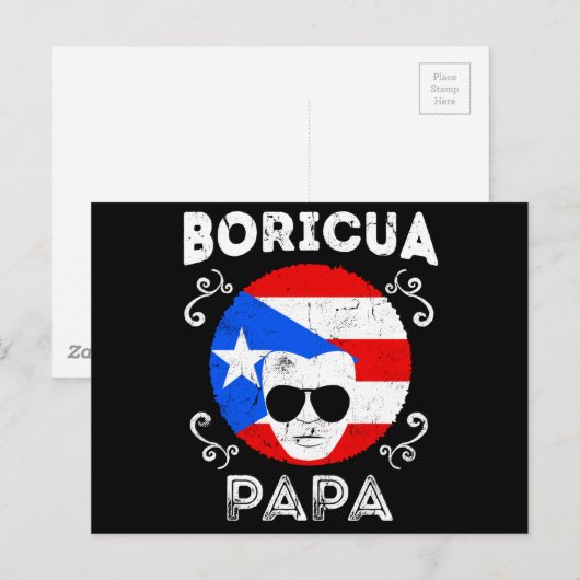 Mannen Puerto Rico Boricua Latino Papa Vaderdag Briefkaart (Voorkant / Achterkant)