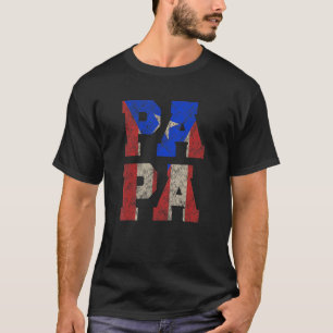 Mannen Puerto Rico Papa met Puerto Ricaanse vlag T-shirt