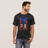 Mannen Puerto Rico Papa met Puerto Ricaanse vlag T-shirt (Voorkant volledig)
