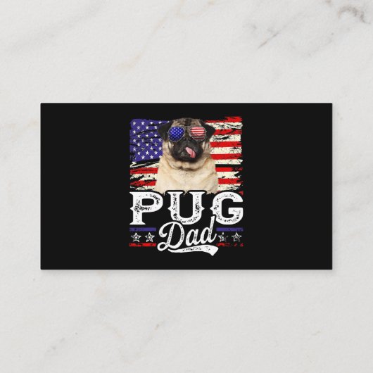 Mannen Pug Dad USA Flag Patriotic Fathers Day Visitekaartje (Achterkant)