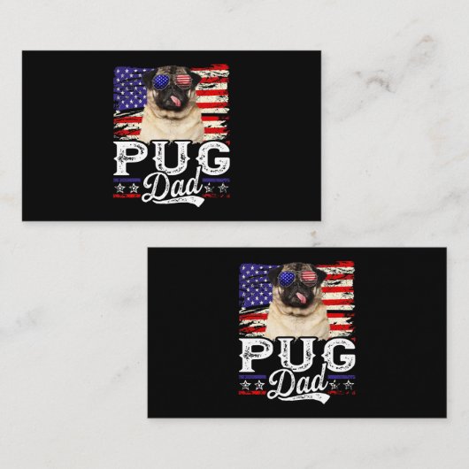Mannen Pug Dad USA Flag Patriotic Fathers Day Visitekaartje (Voorkant / Achterkant)